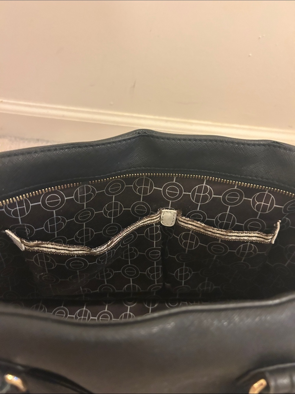 henri bendel Black Satchel with Gold Accent Logo Charm - Picture 7 of 11